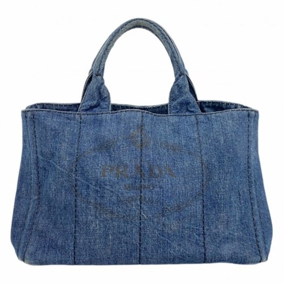 Prada Tote / Bag Canapa Denim Blue  - COA INCLUDED - Picture 1 of 10